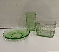 Plate, tumbler and square dish grouped