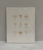 Front view of the sealed print showing animal illustrations