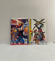 Front view of both bagged Marvel Mangaverse comic books