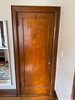 Full view of wood door in frame