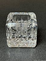front view of square Waterford crystal tea light holder showing cut pattern