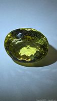 Front view of lemon citrine showing oval checkerboard facets