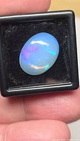 Front view of oval opal showing play-of-color