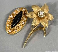 Both brooches side by side