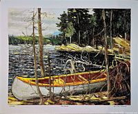 Front view of lithograph showing full image of “The Canoe”