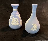 Both Wedgwood vases showing overall form and color