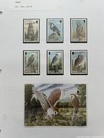 Overview showing six singles and miniature sheet on album page