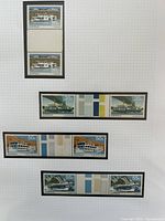 Album page showing four separate Australian ferry stamp gutter pairs/strips