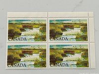 Full block of four Canada $5 Point Pelee stamps with corner selvage