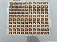 Entire full sheet of 100 Canada 6c Red Fox stamps
