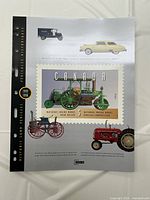 Front of $5 Watrous Engine Works road roller souvenir sheet with additional vehicle images