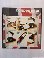 Front of mint London 2012 Host City miniature sheet showing six 1st Class stamps