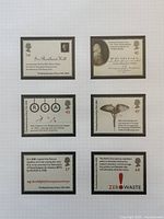 All six RSA commemorative stamps arranged on grid paper