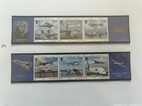 Overview of two se-tenant strips showing all six stamps