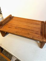 overall view of solid wood bed tray on table