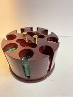 Overall view of poker chip carousel loaded with chips