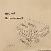 Box for heated underblanket showing illustration, model HMP-QM text