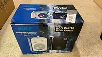 Retail box showing Pyle PDWR50B model and 500 watts peak power