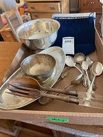 Tray with all sterling items—bowls, tray, spoons, tongs, salad servers