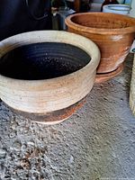 Both planter pots side by side on floor