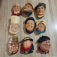 Group shot of all nine Bossons chalkware heads