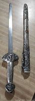 Full view of sword and scabbard