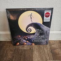Front of sealed Nightmare Before Christmas soundtrack vinyl with exclusivity sticker