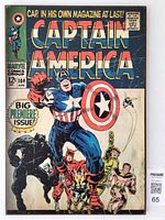 Front view of Captain America comic cover plaque