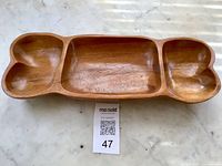 Top view of teak divided dish