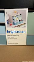 Front of box showing Brightroom modular drawer set artwork and branding