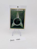 Card in protective case on stand