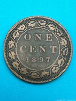 Reverse of 1897 Canada one cent showing denomination, date, wreath