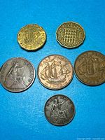 All six British coins front side visible