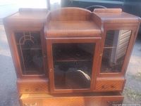 Full front view of Art Deco wood sideboard china cabinet