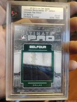 Front of encapsulated card showing pad swatch, serial number and label