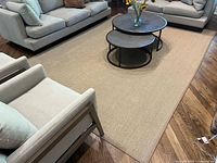 Full view of sisal rug in living room setting