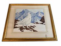Full view of framed serigraph showing frame, mat and entire image