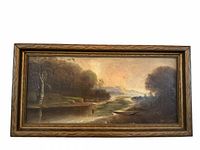 Full view of framed landscape painting