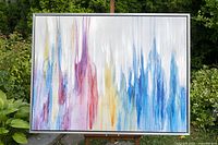 Front view of framed abstract painting showing full artwork and frame