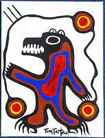 Full frontal view of painting in vertical orientation showing entire image and colors