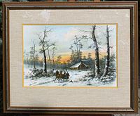 Straight-on shot of framed print against background