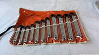 Full set of ten ratcheting wrenches in pouch