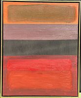 Full view of abstract colour-field painting in frame
