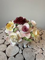 Full view of bone china rose arrangement