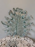 Front view of oak leaf recycled glass platter