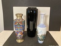 Front view of all three vases