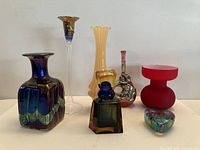 Group shot of all seven art glass pieces