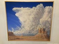 Full view of framed acrylic painting depicting desert scene