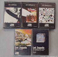 All five Led Zeppelin cassette albums displayed