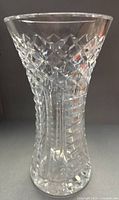Front view of signed Waterford cut crystal vase